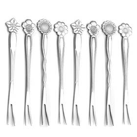 Hillhome 414802794692 8pcs 4.9 Inch Flower Stainless Steel Friut Forks Small Pickle Dessert C