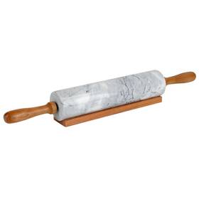 B07qlv1dwl Home Basics White Marble Rolling Pin Wood Handles - Baking Dough Pastry