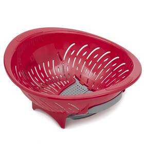 Dc37115 Home Basics Colander Bowl With Slide Open Bottom Red