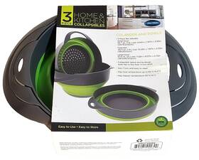 Home Solutions 845181022300 3 Pc. Collapsible Colander And Bowls Set Home Solutions 845181022300 3 Pc. Collapsible Colander And Bowls Set