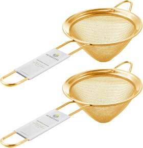 Fs015 Homestia 2g Usfba 2pcs 3.3 Inch Fine Mesh Strainer For Kitchen 304 Stainless Gold