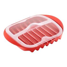 22385937 Homfanseec Microwave Bacon Tray With Splatter Lid Rack Easy Red