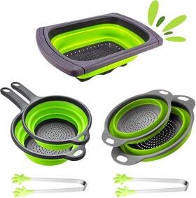 Kwfb-005 Homiehome 5-pack Collapsible Colander Set With Over The Sink - Green