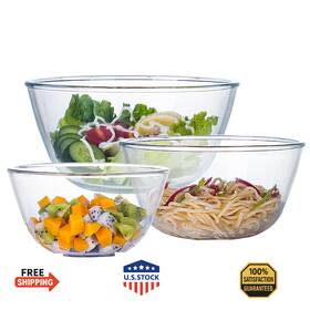 B0927pdk34 Homwin Glass Mixing Bowl Set For Baking 3-piece Salad 1qt 2.5qt 4.2q