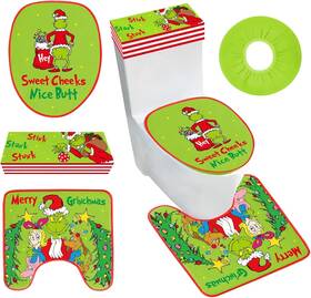 Gtscs6fx Homythe Funny Christmas Bathroom Decorations Set Of 4 Toilet Seat Cover Multicolor