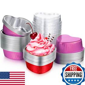 B09lh332r2 Honeydak 100 Sets Heart Shaped Mini Cake Pans With Lids - Valentines Day Baking