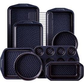 B0fk54s6wc Hongbake 9-pc Non-stick Baking Pans Set Wave Texture Reduced Oil 0.8mm