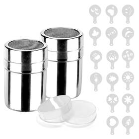 Hongliang 768924894074 2 Pack Powdered Sugar Shaker Duster 16 Coffee Templates Mesh Stainless Steel