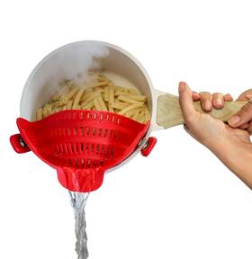 Houseify 659629679861 Perfect Pasta Pal Clip-on Strainer For Pots - Silicone Heat