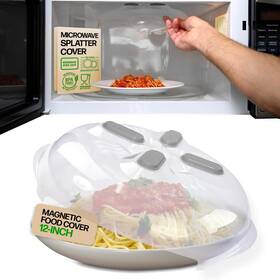 Hc26692.0-heath Hover Cover Magnetic Splatter 12-inch Clear Bpa-free Food Heather Gray