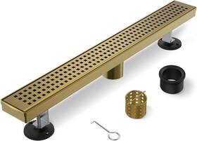 F0636 Htoh 36 Inch Linear Shower Drain Removable Square Hole Cover Brushed Gold