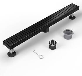 F1028 Htoh Shower Drain Stainless Steel For Bathroom 28 Inch Black Linear