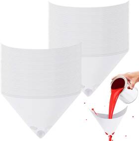 Hty 705353524042 100 Pcs Disposable Paint Strainers Paper Cone Filter With Silicone Funnel