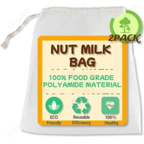 Tm1w-02 Huguwdy Nut Milk Bag 2 Pcs 11 Inch X17.7 Nylon Material Reusable Food Strainer Durable