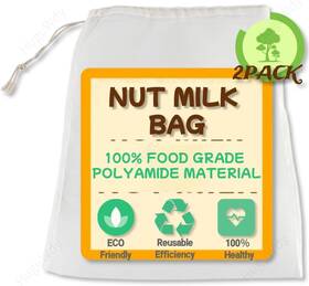 Tm1w-04122 Huguwdy 2024 New - Nut Milk Bag 2 Pcs 11 Inch X 17.7 Nylon Material More Durable White