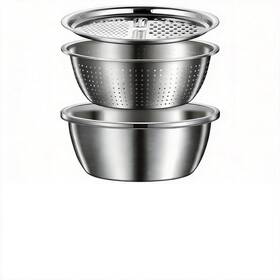 Huijxanqor Hk202631511 3 In 1 Stainless Steel Mixing Bowls Set - Multifunctional Colander With Grate