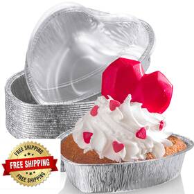B0chwfj8gy Hushee 24pk 27oz Heart Shaped Cake Pans With Lids 7.4 Inch Aluminum Valentines Day