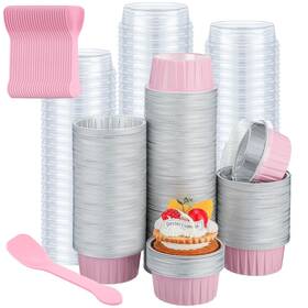 B0cjvjdmk5 Hushee 600x 5oz Aluminum Foil Baking Cups With Lids And Spoons Disposable Ramekins