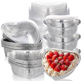 B0fwkdxs4j Hushee 24 Pcs 15 Oz Valentines Day Heart Shaped Cake Pan With Lid 6.3 Inch Alum