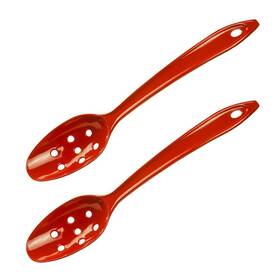 Hutzler 070537170132 Lopol Reinforced Nylon Straining Spoons Dark Red Set Of 2 11 Inch
