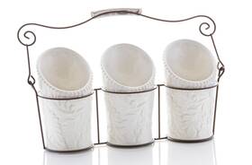 Cominhkg103324 Ienjoyware Kitchen Tool Crock 4 Pieces - 3 Ceramic Utensil Holders Inch Dia X 7 H Each