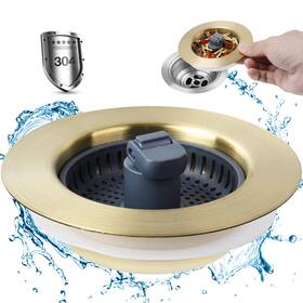 Ifabsabs228z-cor01 Ifealclear 3-in-1 Kitchen Sink Drain Strainer Stopper Stainless Steel Chrome 3-1/2 Inch