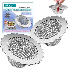 Kwss-304-er-2p Ihuase Kitchen Sink Drain Strainer Patented 304 Stainless Steel Reversible Mesh Str