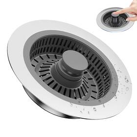 Iky 737512425273 Kitchen Sink Drain Strainer Stopper Combo Stainless Steel 3-1/2 Inch Usa