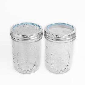82760 Jarware Stainless Steel Flour Sifter And Sugar Shaker Lids For Wide Mouth Mason Jars
