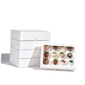 Jcxgrvc 788481654522 Pcs 10 X 7 2.5 Inches Elegant White Cookie 24 Strawberry Box