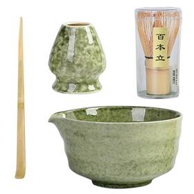Jx00058 Jieser Matcha Set - Bamboo Whisk Ceramic Bowl Holder Scoop In Beautiful Mot