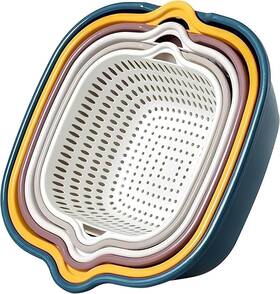 Jilin Universe Standard Industrial And Trading Inc 313033434484 6-piece Vegetable Washing Basket Set 2-in-1 Colander Bowl Stackable