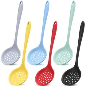 Che-jingmore-1720 Jingmore 6 Pcs Silicone Slotted Spoons Large Skimmer For Cooking Kitchen Ladle