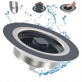 N-015 Jpyxkm Upgraded 3 In 1 Kitchen Sink Drain Strainer 304 Stainless Steel Pop-up Kitche