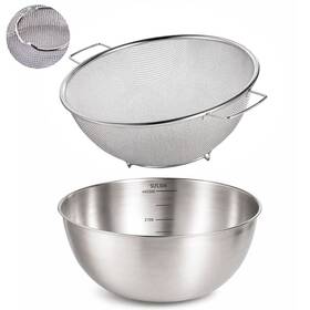 Julipro 740625267449 304 Stainless Steel Kitchen Colander Set 3.5 Quart With Handle And Bowl