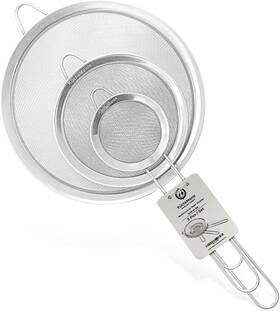 K Che Mania 313116028029 Stainless Steel Sieve Set - Strong Sturdy Handles Of 3 Mesh 7cm 12c