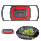 K0001-rd Ouoh Collapsible Scalable Silicone Colander Folding Kitchen Strainer