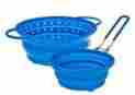 K41611 Cooksessentials Set Of 2 Collapsible Silicone Strainers-blue K41611 Cooksessentials Set Of 2 Collapsible Silicone Strainers-blue