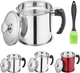 Kaemi 313112635641 1.3l / 44oz Bacon Grease Container With Strainer Keeper Oil Kaemi 313112635641 1.3l / 44oz Bacon Grease Container With Strainer Keeper Oil