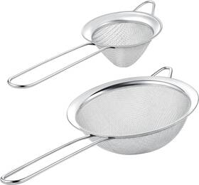 Kafoor 445035272252 Set Of 2 Stainless Steel Mesh Strainers For Kitchen - 6.3 Inch Large Fin