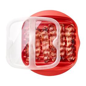22423246 Kakalote Microwave Bacon Tray With Splatter Lid Cooker 28 25 5cm Red