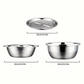 Kangeroo Express 445024790729 3 - Piece Stainless Steel Set Multifunctional Strainer And Mixing Bowl For Fruit
