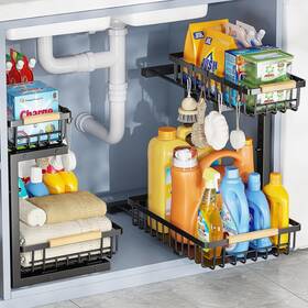 Dhn202 Kekape 2 Sets Of Under-sink Organisers Level Pull-out Design Height Black