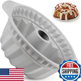 B09vbrx9rt Kenond 9.5 Inch Silicone Fluted Cake Pan With Handle Non-stick Bakeware
