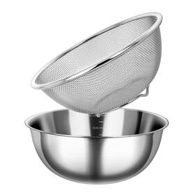 Pt237 Kesaplan 304 Metal Stainless Steel Colander Strainer Mixing Bowl With Microporous 4.5