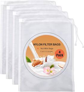 Nmb002 Kimmama 4 Pack Nut Milk Bag Food Grade Nylon Strainer 7.9 X 11.8 Inch Ch Nmb002 Kimmama 4 Pack Nut Milk Bag Food Grade Nylon Strainer 7.9 X 11.8 Inch Ch