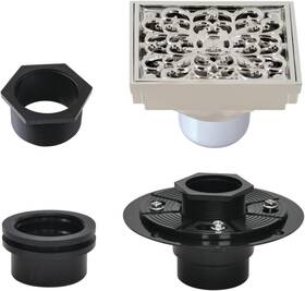 Bsfk9771pn Kingston Brass 4 Inch Square Grid Shower Drain With Hair Strainer Base Flange Polished Nickel