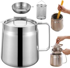 Kinng 860012184804 304 Stainless Steel Oil Kettle Pot Filter Container With Fine Mesh Le