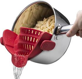 Kitchen Gizmo 735255283631 Snap N Strain Strainer Clip On Silicone Colander - Red