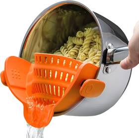 Kitchen Gizmo 856839007075 Snap N Strain Pot Strainer And Pasta - Orange